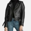 Stacie Black Leather Biker Jacket Womens Main webp