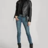 Stacie Black Leather Biker Jacket Womens Stand webp