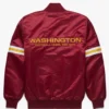 Starter Satin Washington Commanders Burgundy Bomber Jacket back webp