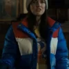 Stranger Things Joyce Blue Puffer Jacket webp