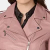 Stylish Pink Womens Biker Leather Jacket Collar webp