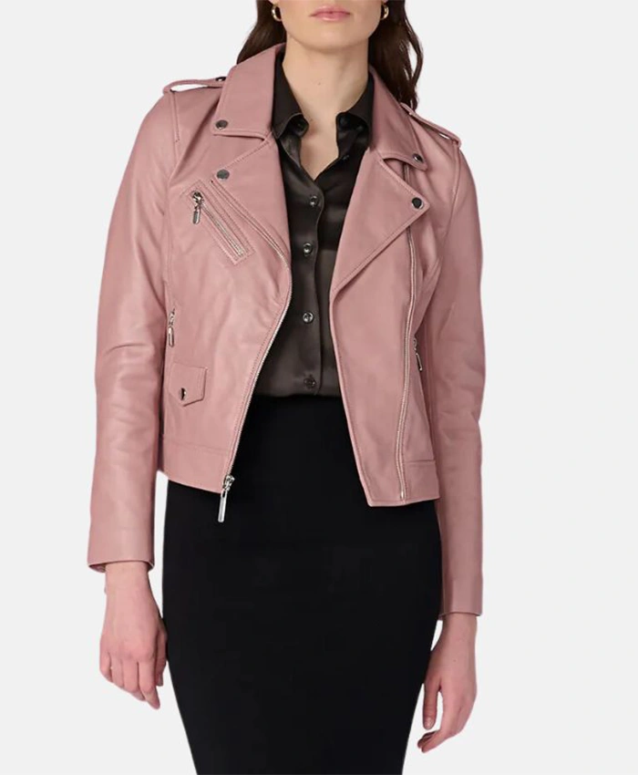 Stylish Pink Womens Biker Leather Jacket Zipper webp Stylish Pink Womens Biker Leather Jacket Zipper webp