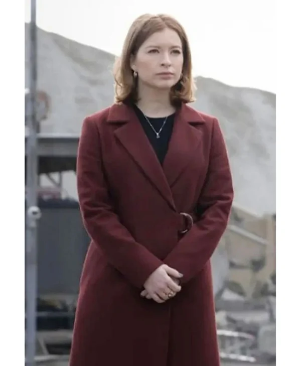 Superman And Lois Leslie Wool Maroon Notch Collar Coat webp