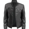 Superman Smallville Black Leather Jacket Front webp