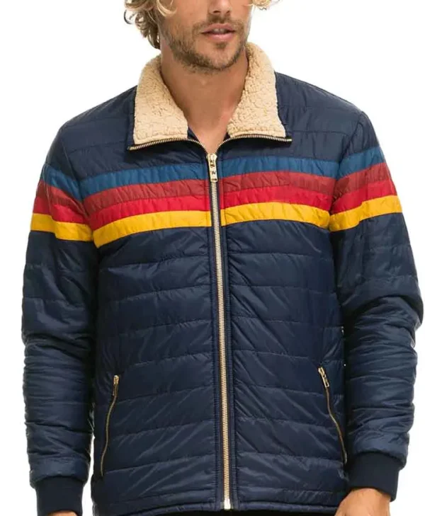 Superman and Lois Jonathan Kent Puffer Striped Sherpa Jacket webp