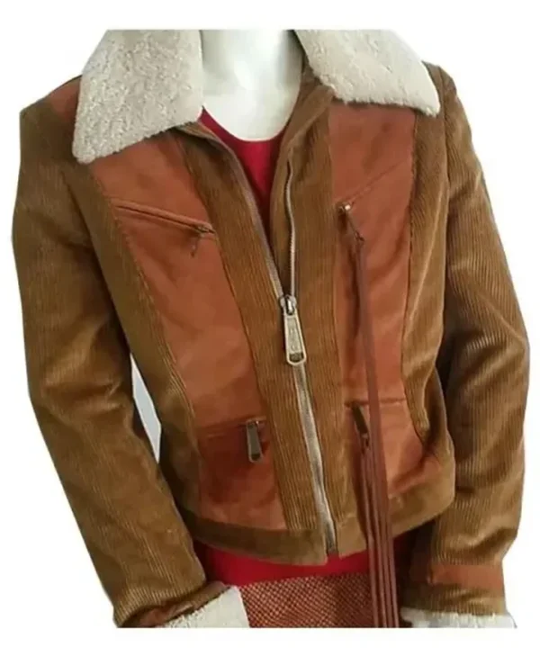 Superman and Lois Lana Lang Cushing Brown Sherpa Zip Up Jacket webp