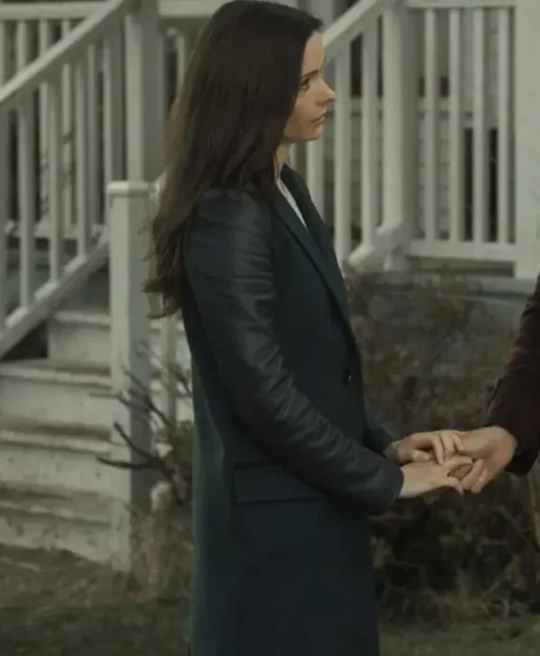 Superman and Lois Lane Leather Black Coat Front webp