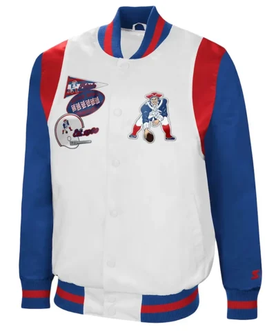 The All American New England Patriots White Royal Satin Jacket webp