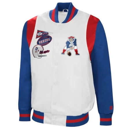 The All American New England Patriots White Royal Satin Jacket webp