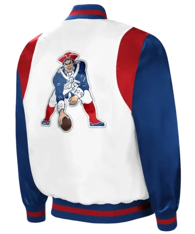 The All American New England Patriots White Royal Satin Jacket back webp