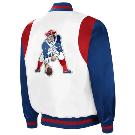 The All American New England Patriots White Royal Satin Jacket back webp