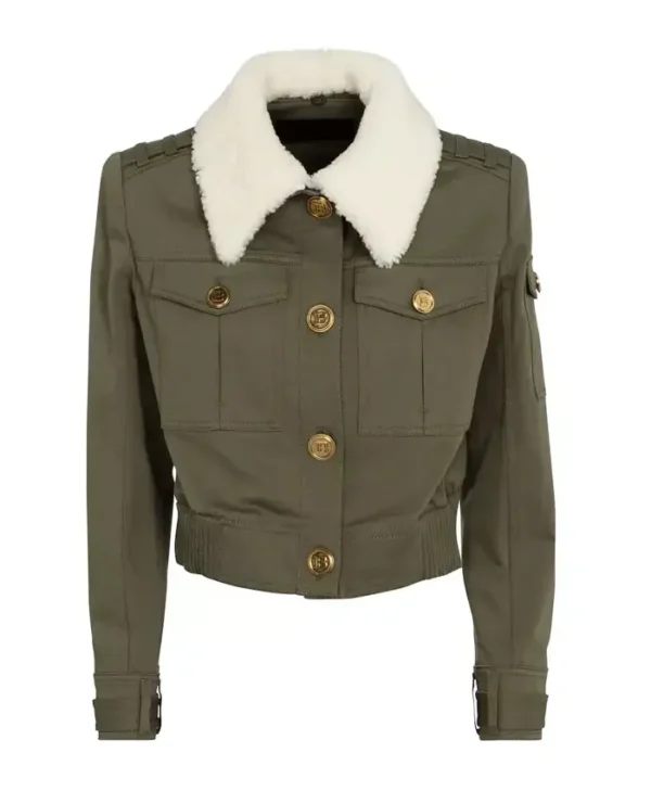 The Equalizer S02 Mel Cropped Fur Collar Green Jacket Front