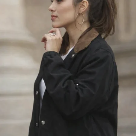 The Family Stallone Sistine Stallone Black Jacket fior sale