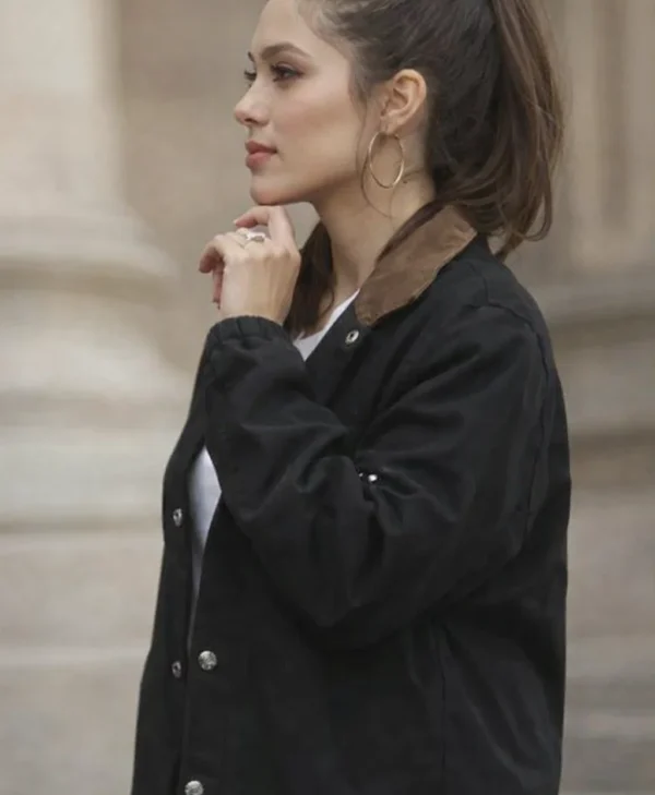 The Family Stallone Sistine Stallone Black Jacket fior sale