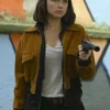 The Gray Man Ana de Armas Brown Cropped Bomber Jacket