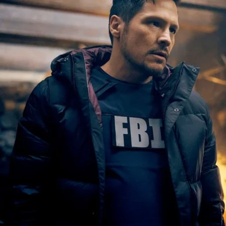 The Hunting Party S01 Nick Wechsler Black Puffer Jacket Side webp