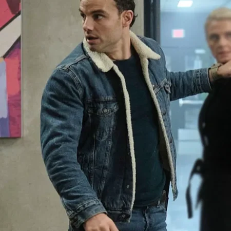 The Hunting Party S01 Shane Florence Sherpa Denim Jacket webp