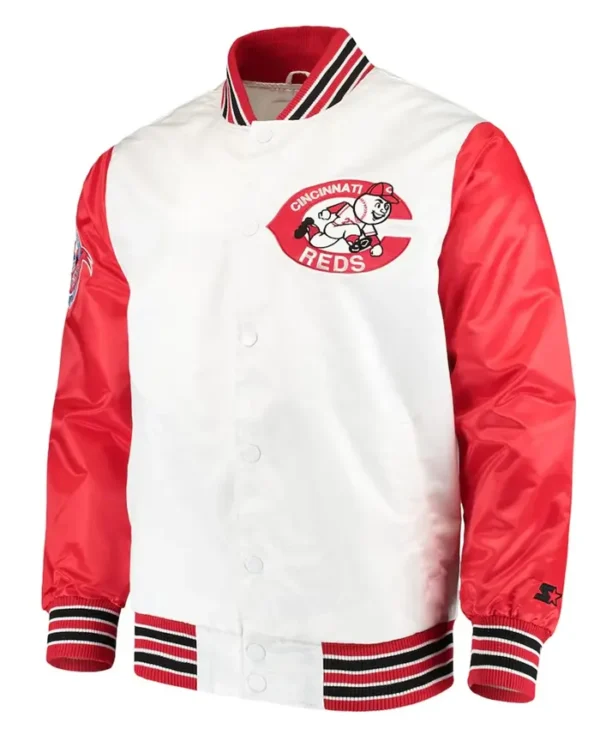 The Legend Cincinnati Reds White Satin Jacket webp