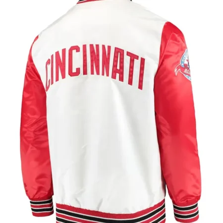 The Legend Cincinnati Reds White Satin Jacket Back webp