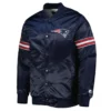 The Pick and Roll New England Patriots Navy Blue Satin Jacket webp