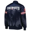 The Pick and Roll New England Patriots Navy Blue Satin Jacket back webp