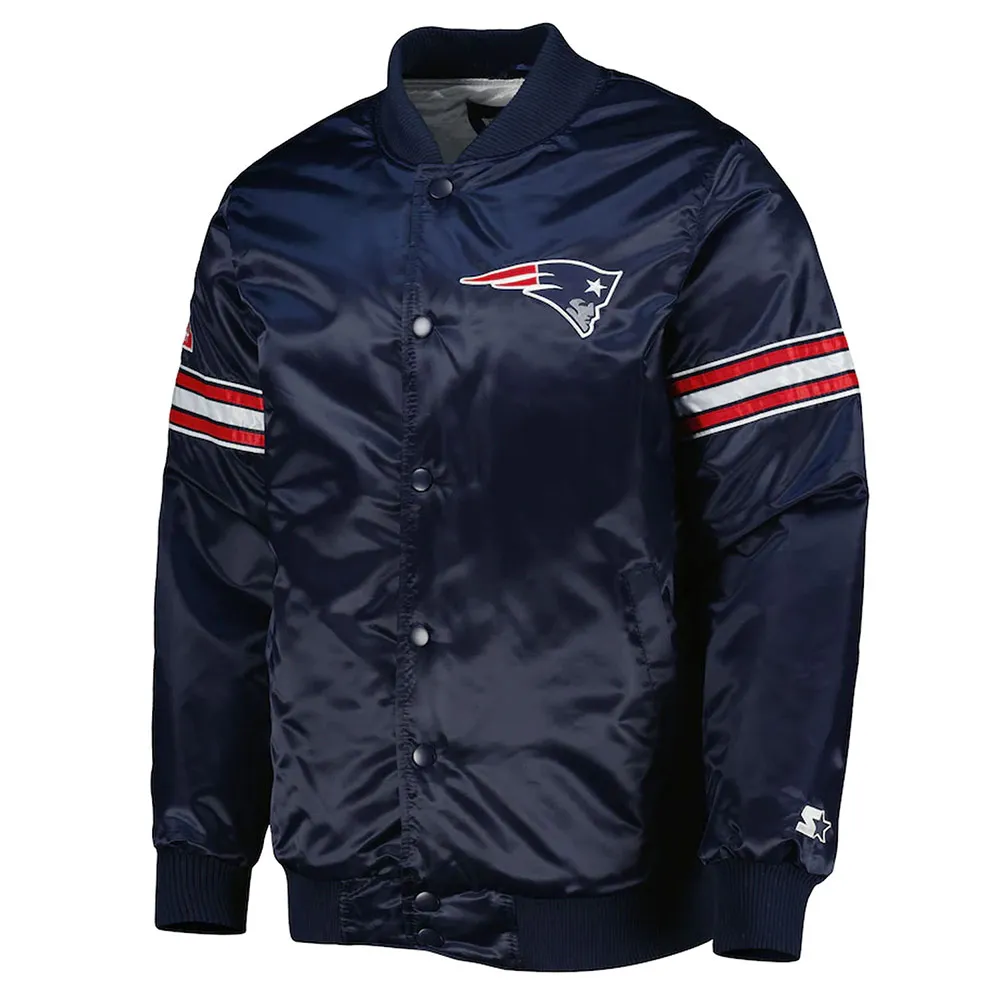 The Pick and Roll New England Patriots Navy Blue Satin Jacket webp The Pick and Roll New England Patriots Navy Blue Satin Jacket webp