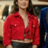 The Royal treatment Laura Marano Red Cropped Jacket front