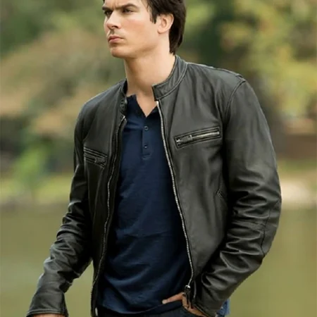 The Vampire Diaries Damon Salvatore Black Field Jacket
