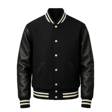 Unisex Black Varsity Bomber Jacket