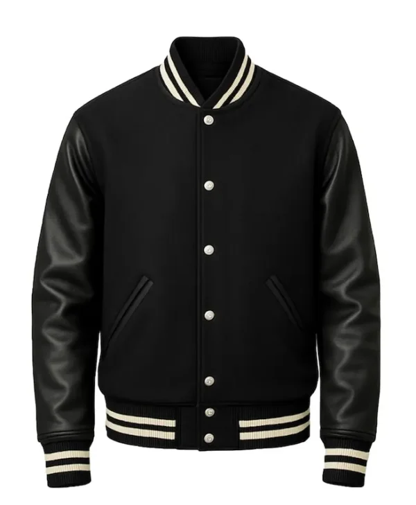 Unisex Black Varsity Bomber Jacket