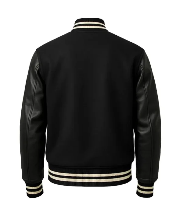 Unisex Black Varsity Bomber Jacket For Sale