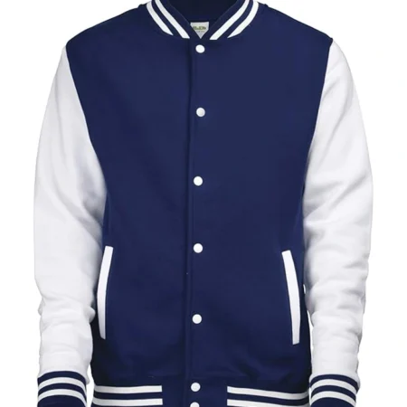 Unisex Nevy Blue and White Varsity Jacket