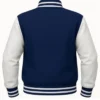 Unisex Nevy Blue and White Varsity Jacket For Sale