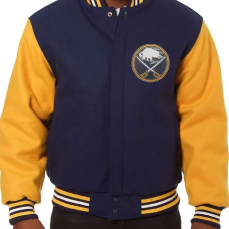 Varsity Buffalo Sabres Yellow and Navy Blue Jacket webp