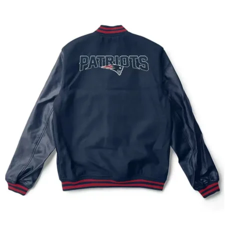 Varsity New England Patriots Navy Blue Jacket back webp