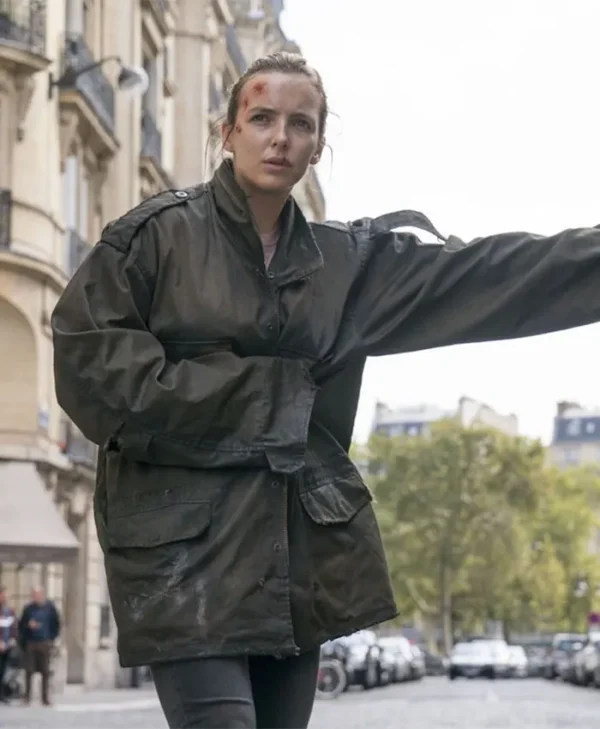 Villanelle Killing Eve Season 02 Jodie Comer Black Coat right