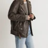 Vintage Brown Distressed Leather Biker Jacket Women Side webp