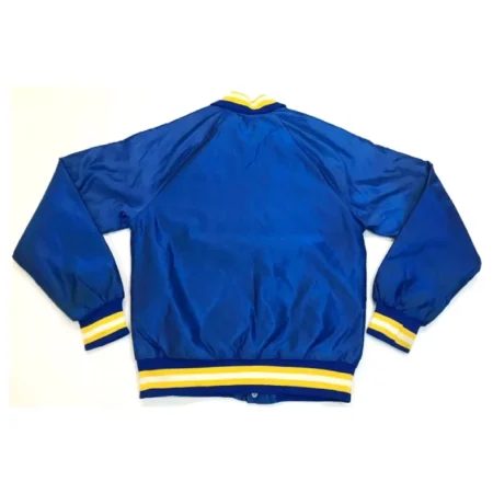 Vintage Buffalo Sabres Bomber Full Snap Blue Satin Jacket webp