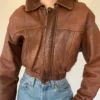 Vintage Cropped Leather Jacket webp