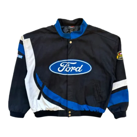 Vintage Ford Nascar Racing black and white jacket