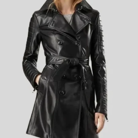 Vintage Long Leather Coat webp