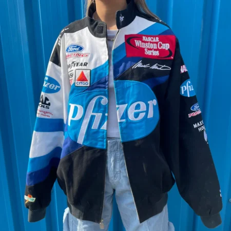Vintage Pfizer Nascar Racing Jacket model