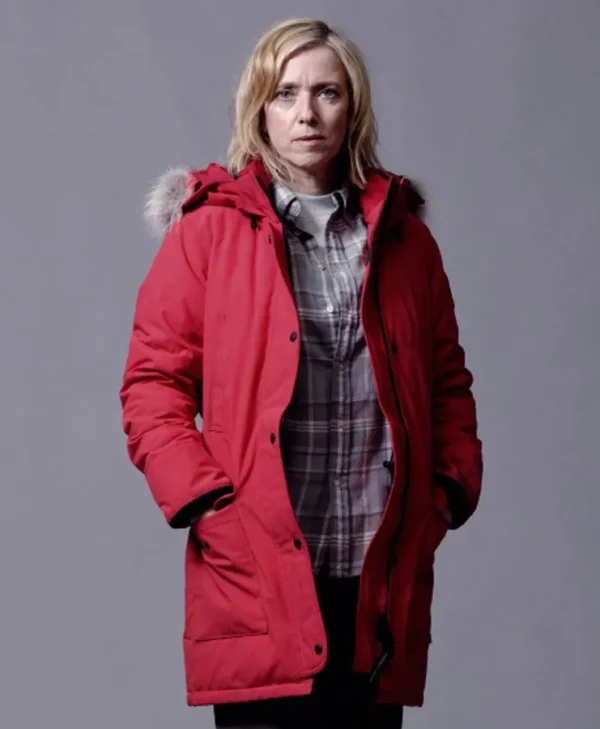 War of The Worlds Lea Drucker Red Parka Coat front