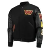 Washington Commanders Black Letterman Jacket webp