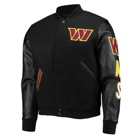 Washington Commanders Black Letterman Jacket webp