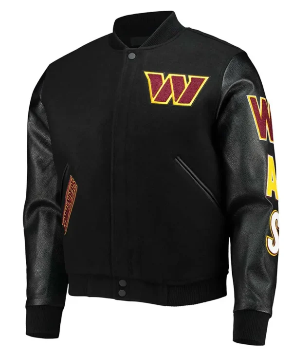 Washington Commanders Black Letterman Jacket webp