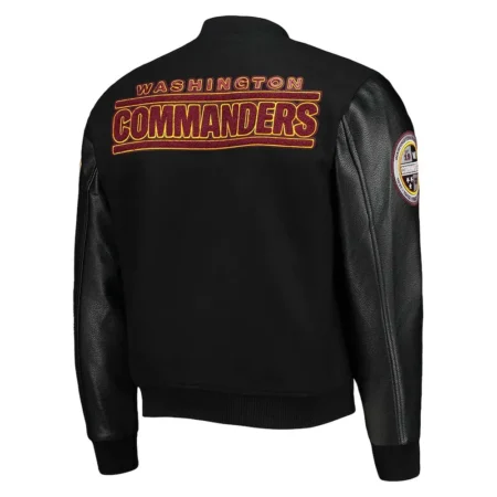 Washington Commanders Black Letterman Jacket back webp
