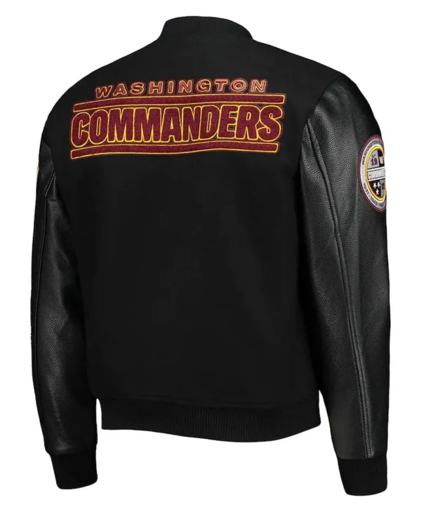 Washington Commanders Black Letterman Jacket back webp