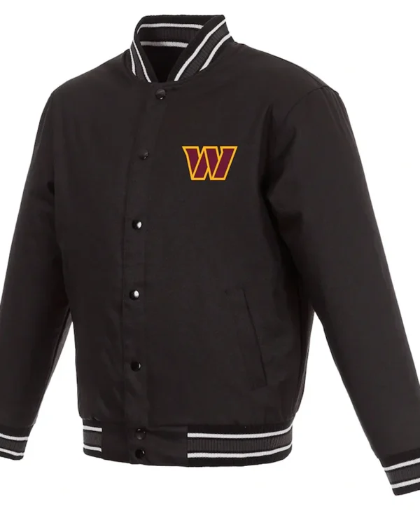 Washington Commanders Black Varsity Wool Jacket webp