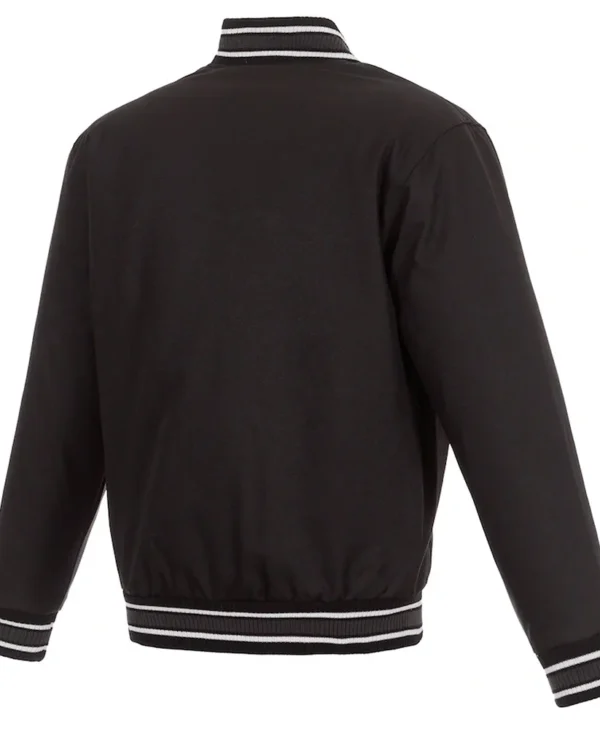 Washington Commanders Black Varsity Wool Jacket back webp